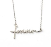 Forever Horizontal Cross, Words of Life, Sterling Silver Necklace