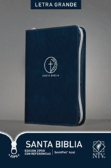 Santa Biblia NTV, Edición zíper con referencias, letra grande, Soft imitation leather, Blue with thumb index