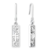 Vineyard Cross Earrings, Sterling Silver