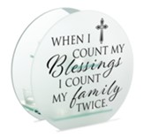When I Count My Blessings Round Mirror Tealight Candle Holder