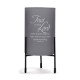 Trust in the Lord Glass Hurricane Candle Holder, Grey