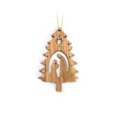 Nativity 2-D Olive Wood Christmas Tree Ornament