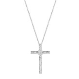 Silver Wood Grain Cross Necklace