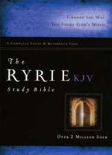KJV Ryrie Study Bible Black Genuine Leather Red Letter Thumb-Indexed