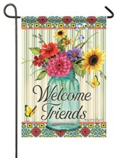 Welcome Friends (floral in jar), Small Flag
