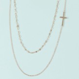 Double Layered Cross Necklace, Matte Gold