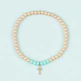 Cross Charm Bracelet, Teal