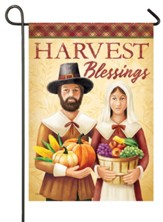 Harvest Blessings, Pilgrim Couple, Flag, Small