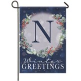 N, Winter Greetings, Monogram Flag, Small