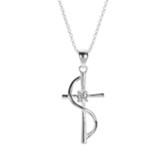 Sash Cross Silver Plated Necklace