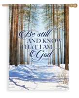 Inspirational Winter Trees, Be Still and Know Flag, Large