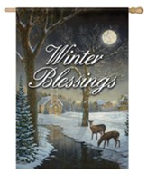 Winter Blessings, Deer, Flag, Large