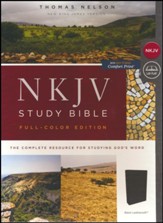 NKJV Comfort Print Full Color Study Bible, Imitation Leather, Black - Slightly Imperfect