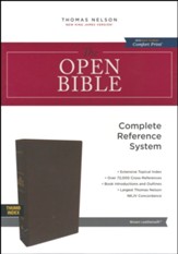NKJV Comfort Print Open Bible, Imitation Leather, Brown, Indexed - Imperfectly Imprinted Bibles