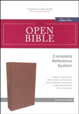 NKJV Comfort Print Open Bible, Genuine Leather, Brown