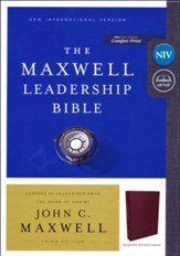 NIV, Maxwell Leadership Bible, 3rd Edition, Premium Bonded Leather, Burgundy, Comfort Print - Imperfectly Imprinted Bibles