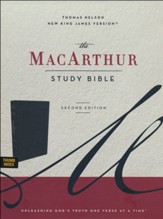 NKJV MacArthur Study Bible, Comfort Print--soft leather-look, black (indexed)
