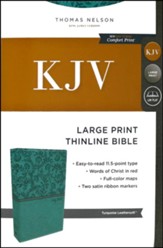 KJV, Thinline Bible, Large Print, Leathersoft, Green, Comfort Print - Imperfectly Imprinted Bibles