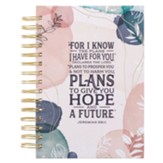 I Know The Plans, Wirebound Journal, White Abstract Leaves