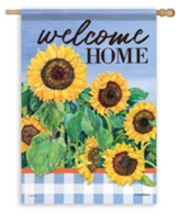 Welcome Home, Sunflowers, Gingham, Flag, Large