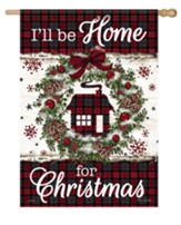 Home For Christmas, Cabin, Large Flag