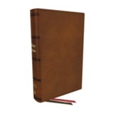 KJV, End-of-Verse Reference Bible, Personal Size Large Print, Genuine Leather, Brown, Red Letter, Comfort Print