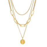 Multi-Layered Medallion Cross Necklace, Gold