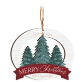 Merry Christmas Ornament With Pine Trees