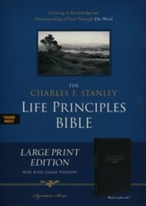 NKJV Charles F. Stanley Large Print Life Principles Bible Imitation leather, Black (indexed)