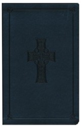 ESV Value Thinline Bible--soft leather-look, charcoal with Celtic cross design - Imperfectly Imprinted Bibles