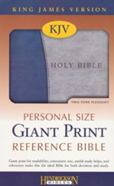 KJV Personal Size Giant Print Reference Bible, imitation leather, blue/gray - Imperfectly Imprinted Bibles