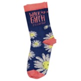 Walk By Faith, Socks, Blue/Coral