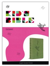 ESV Compact Kid's Bible--soft leather-look, green with bird of the air design - Imperfectly Imprinted Bibles