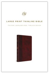 ESV Large-Print Thinline Bible--soft leather-look, burgundy/red with timeless design