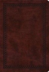ESV Large-Print Compact Bible--soft leather-look, mahogany with border design