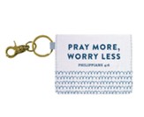 Pray More Worry Less, Keychain ID Case, Blue/White