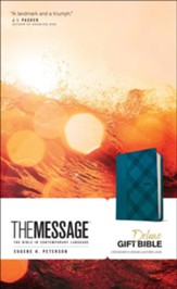 The Message Deluxe Gift Bible--soft leather-look, crosshatch denim