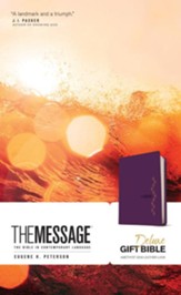 The Message Deluxe Gift Bible--soft leather-look, amethyst gem