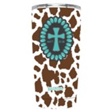 Cowhide Cross Tumbler, Brown and White