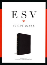 ESV Study Bible, Large Print (Buffalo Leather, Deep Brown) - Imperfectly Imprinted Bibles