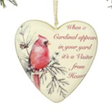 Cardinal Visitor Heart Ornament