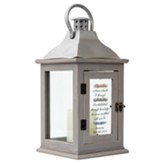 By Wisdom A House Is Built Lantern With LED Candle, Grey