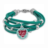 Let All You Do Be Done in Love Bracelet, Turquoise with Silver Beads