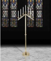 Seven-Light Brass Floor Candleabra