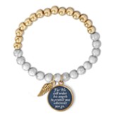 His Angels to Protect You Stretch Beaded Bracelet, Gold and Marble