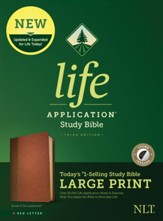 NLT Life Application Large-Print Study Bible, Third Edition--soft leather-look, brown, mahogan, red letter  (indexed)