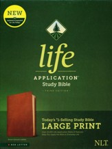 NLT Large-Print Life Application Study Bible, Third Edition--genuine leather, brown - Imperfectly Imprinted Bibles