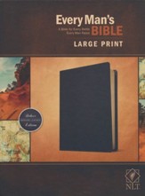 NLT Every Man's Large-Print Bible--genuine leather, black