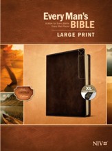 NIV Every Man's Large-Print Bible, Deluxe Explorer Edition--soft leather-look, rustic brown (indexed)