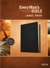 NIV Every Man's Large-Print  Bible--genuine leather, black